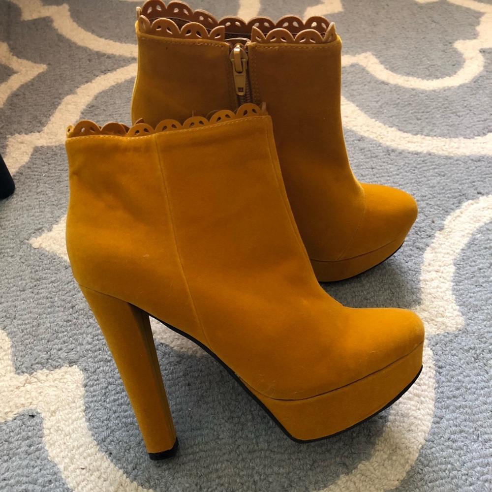 Mustard yellow booties